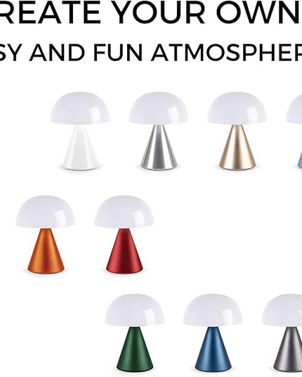 Lexon Mina L Mushroom Lamp - 9 LED Color Table Lamp for Bedrooms, Living Room & Office - Cordless, Rechargeable with 24h Light & Dimmer, Aluminum, Large - Dark Red - LeafyLoom