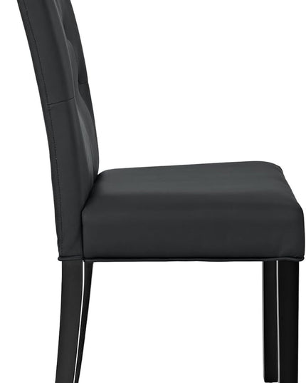 Modway Confer Modern Tufted Faux Leather Upholstered Parsons Kitchen and Dining Room Chair in Black - LeafyLoom
