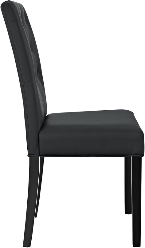 Modway Confer Modern Tufted Faux Leather Upholstered Parsons Kitchen and Dining Room Chair in Black - LeafyLoom