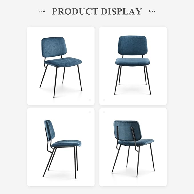 COLAMY Modern Upholstered Fabric Dining Room Accent Diner Stylish Kitchen Chairs with Solid Metal Legs, set of 6, Green - LeafyLoom