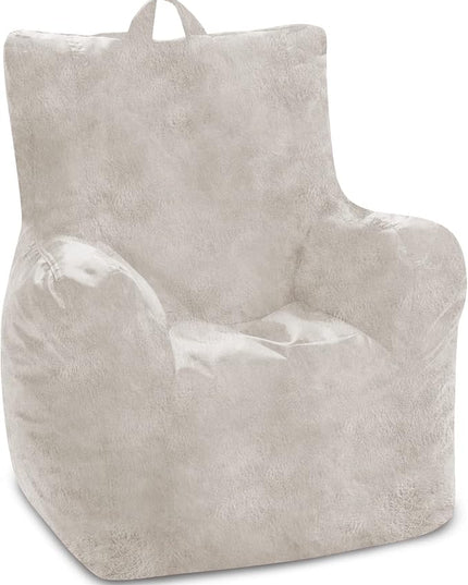 Posh Creations Structured Comfy Bean Bag Chair for Gaming, Reading, and Watching TV, Pasadena Chair, Rabbit Fur - Cream - LeafyLoom