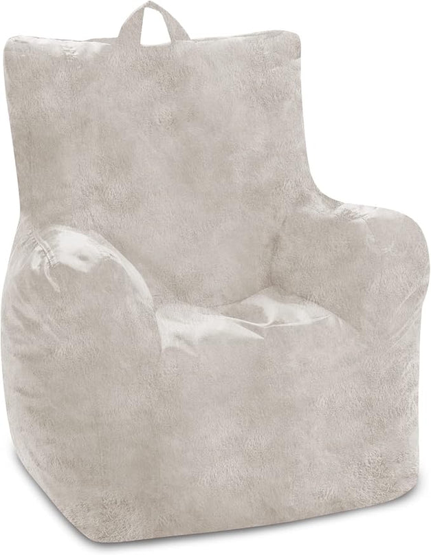Posh Creations Structured Comfy Bean Bag Chair for Gaming, Reading, and Watching TV, Pasadena Chair, Rabbit Fur - Cream - LeafyLoom