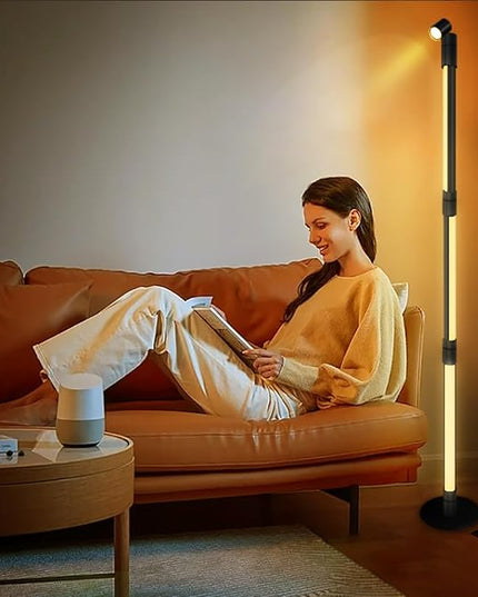 Sinvitron 360°Rotating Led Floor Lamp with Spotlight,16 Million DIY Colors,Music Sync & 213 Dynamic Mode, RGBW LED Corner Lights with App&Remote for Bedroom Living Room Gaming Room - LeafyLoom