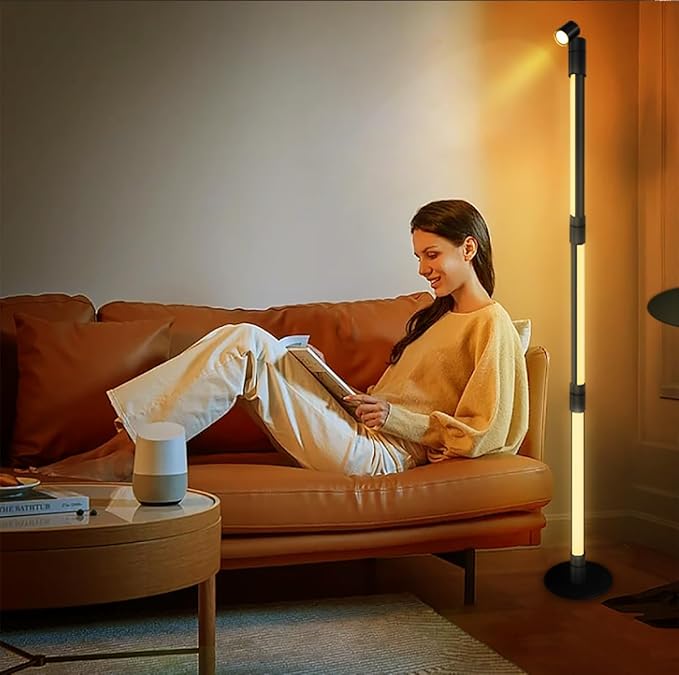 Sinvitron 360°Rotating Led Floor Lamp with Spotlight,16 Million DIY Colors,Music Sync & 213 Dynamic Mode, RGBW LED Corner Lights with App&Remote for Bedroom Living Room Gaming Room - LeafyLoom