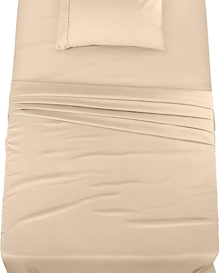 Utopia Bedding Twin Bed Sheets Set - 3 Piece Bedding - Brushed Microfiber - Shrinkage and Fade Resistant - Easy Care (Twin, Beige) - LeafyLoom