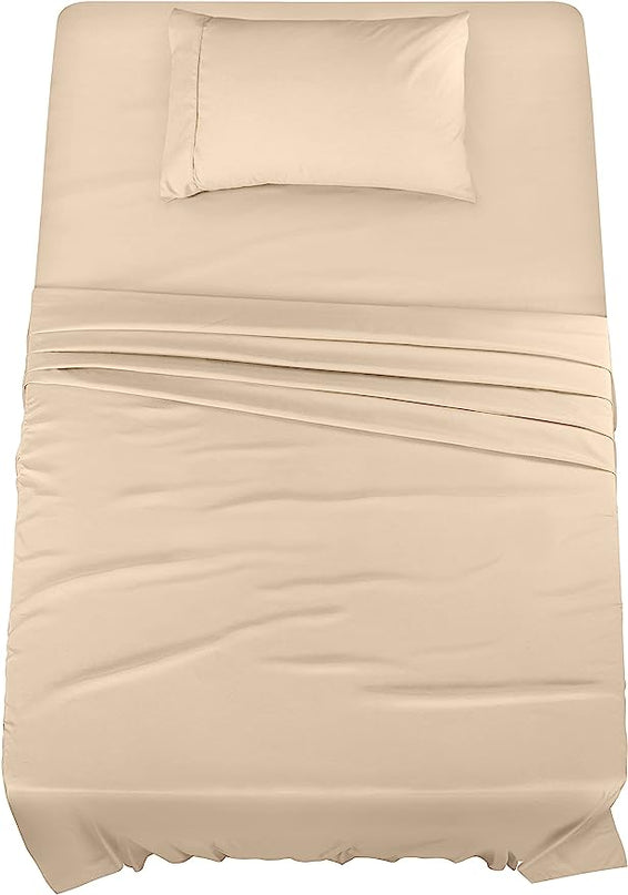 Utopia Bedding Twin Bed Sheets Set - 3 Piece Bedding - Brushed Microfiber - Shrinkage and Fade Resistant - Easy Care (Twin, Beige) - LeafyLoom