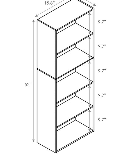 Furinno Luder Bookcase / Book / Storage , 5-Tier, White / Light Blue - LeafyLoom
