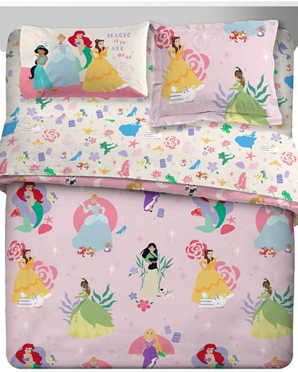 Franco Disney Princess Kids Bedding Super Soft Comforter and Sheet Set with Sham, 7 Piece Queen Size, (Officially Licensed Product) - LeafyLoom