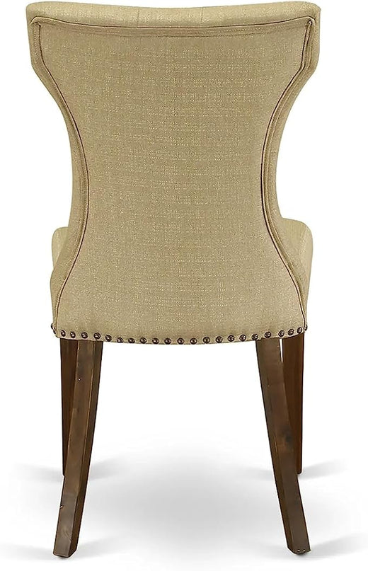 East West Furniture ANGA5-AWA-03 Antique 5 Piece Set for Small Spaces Consist of a Round Dining Room Table with Pedestal and 4 Parson Kitchen Chairs - LeafyLoom