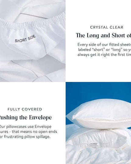 Brooklinen Luxury Sateen 4 Piece Sheet Set - 100% Cotton, Queen Size in Window Pane - 1 Fitted Sheet, 1 Flat Sheet, 2 Pillowcases | Best Luxury Sheets - LeafyLoom