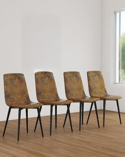 NicBex Dining Chairs Set of 4 Modern Upholstered Linen Dining Room Kitchen Chairs with Black Metal Legs,Side Chairs for Dining Room, Kitchen,Living Room, and Restaurants,Brown - LeafyLoom