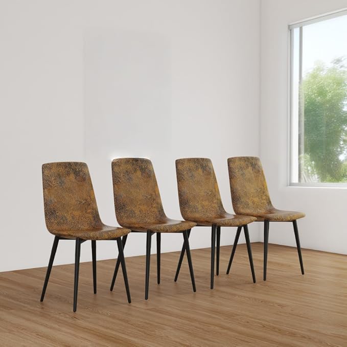 NicBex Dining Chairs Set of 4 Modern Upholstered Linen Dining Room Kitchen Chairs with Black Metal Legs,Side Chairs for Dining Room, Kitchen,Living Room, and Restaurants,Brown - LeafyLoom