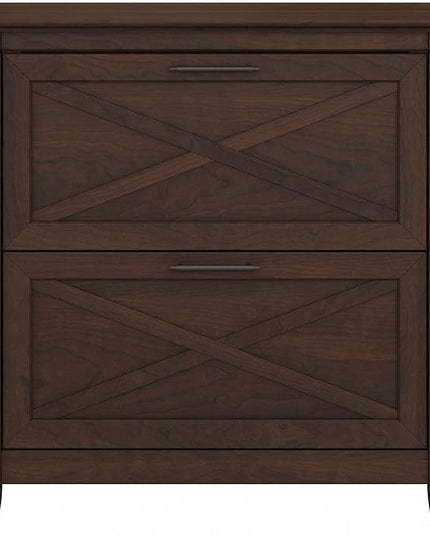 Bush Furniture Key West 2 Drawer Lateral File Cabinet in Bing Cherry - LeafyLoom