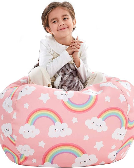 Nobildonna Stuffed Animal Storage Bean Bag Chair Cover Only for Kids Girls Toddler, Large Beanbag Chair without Filling for Organizing Children Soft Plush Toys - LeafyLoom