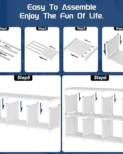 Mavivegue Bookshelf,15 Cube Storage Organizer,Book Shelf Organizer,Tall Bookcase Shelf,Book Cases/Shelves,Cubbies Closet Storage Organizer Shelves for Bedroom,Living Room,Home,Office-White - LeafyLoom