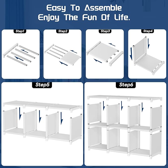 Mavivegue Bookshelf,15 Cube Storage Organizer,Book Shelf Organizer,Tall Bookcase Shelf,Book Cases/Shelves,Cubbies Closet Storage Organizer Shelves for Bedroom,Living Room,Home,Office-White - LeafyLoom