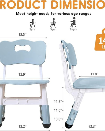kids chair adjustable height Children chairs suitable for Children age 2-8 with foot covers for home classroom kindergarten and children's venues two-pack - LeafyLoom