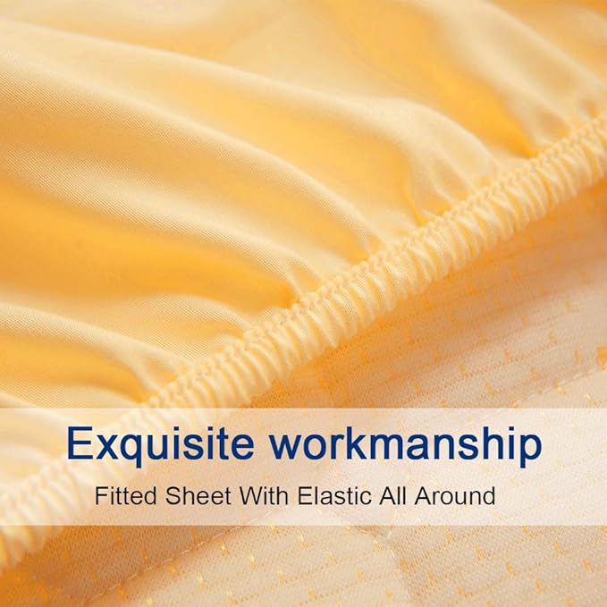 SONORO KATE Bed Sheet Set Super Soft Microfiber 1800 Thread Count Luxury Egyptian Sheets 16-Inch Deep Pocket，Wrinkle -4 Piece (Yellow, King) - LeafyLoom