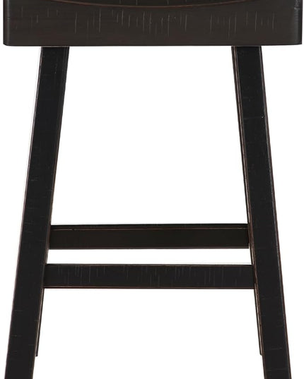 Lexicon Bar Table Set for 3, Small Kitchen table set Kitchen Island Table with 3 Saddle Bar Stools, 4 Piece Dining Table Set for Breakfast Nook, Living Room, Apartment, Counter Height, Black - LeafyLoom