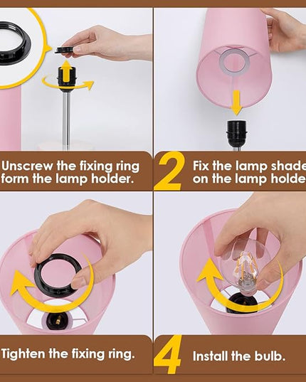 Yarra-Decor Desk Lamp with USB Port, Touch Control Desk Lamp with 3 Levels Brightness, Bedside Table Lamp with Round Pink Shade for Bedroom, Living Room, Dorm, Home Office - LeafyLoom