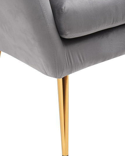 US Pride Furniture Modern Accent Chair with Ergonomic High Wingback, Microfiber Upholstered Armchair with Metal Legs for Living Room, Bedroom, Office or Vanity, Grey - LeafyLoom