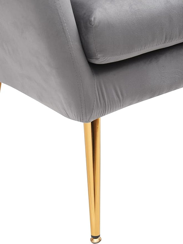 US Pride Furniture Modern Accent Chair with Ergonomic High Wingback, Microfiber Upholstered Armchair with Metal Legs for Living Room, Bedroom, Office or Vanity, Grey - LeafyLoom