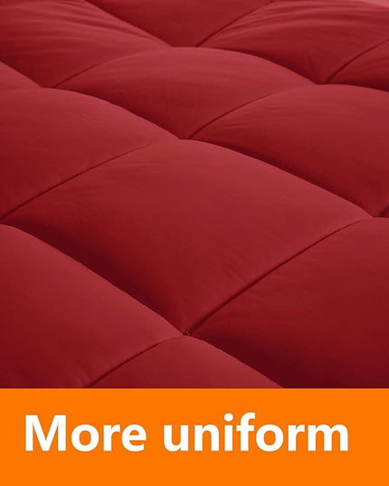 Full Size Comforter Set - 3 Pieces, 1 Reversible Comforter and 2 Pillowcases,Soft Quilted Warm Fluffy Cooling Bedding for All Season,Red - LeafyLoom