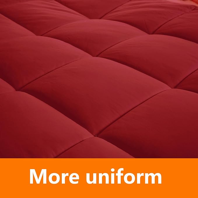 California King Size Comforter Set - 3 Pieces, 1 Reversible Comforter and 2 Pillowcases,Soft Quilted Warm Fluffy Cooling Bedding for All Season,Red - LeafyLoom