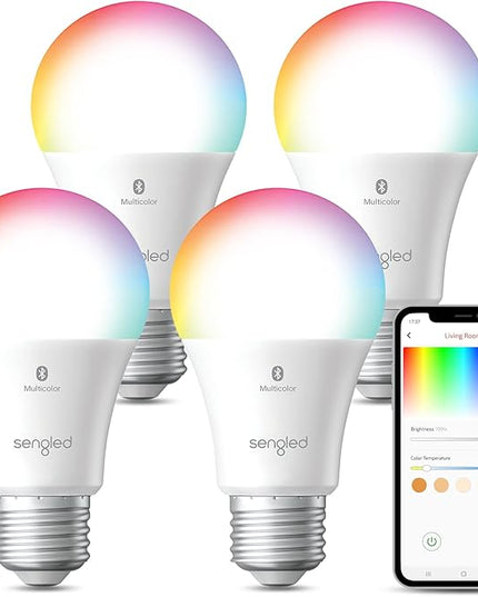 Sengled Alexa Light Bulbs, 75W Equivalent, S1 Auto Pairing with Alexa Devices, Smart Light Bulb that Work with Alexa, Bluetooth Mesh Smart Home Lighting, ‎Multicolor Dimmable, No Hub Required,4-Pack Sengled