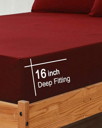 SONORO KATE Bed Sheet Set Super Soft Microfiber 1800 Thread Count Luxury Egyptian Sheets 16-Inch Deep Pocket，Wrinkle-4 Piece (Burgundy, Full) - LeafyLoom