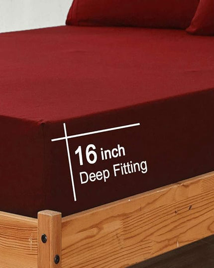 SONORO KATE Bed Sheet Set Super Soft Microfiber 1800 Thread Count Luxury Egyptian Sheets 16-Inch Deep Pocket，Wrinkle-3 Piece (Burgundy, Twin XL) - LeafyLoom
