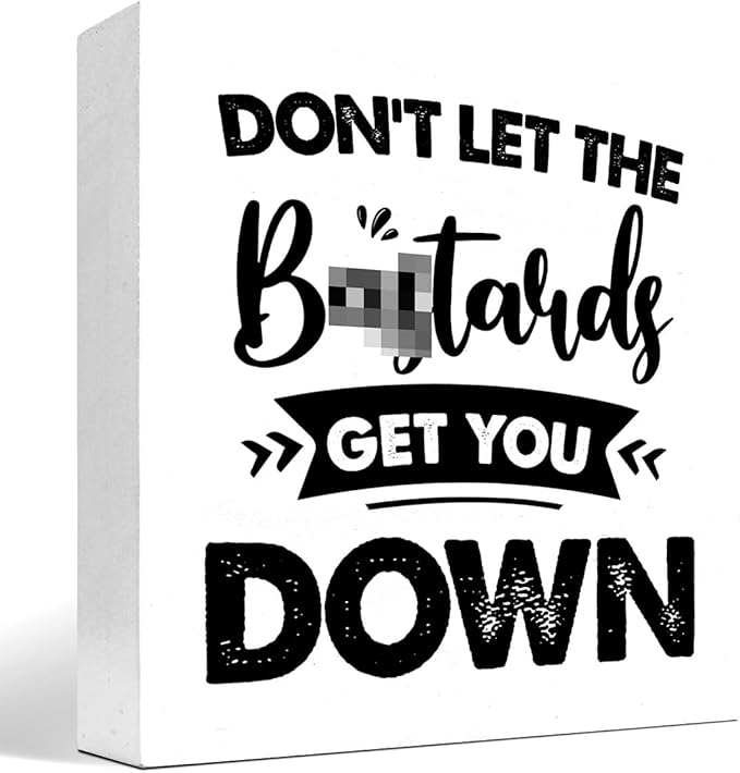 Don't Let the Get You Down Wood Block Sign Desk Decor,Motivational Wooden Box Plaque Sign Desk Decor for Home Office Shelf Table Decor Decorations - LeafyLoom