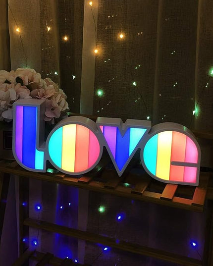 GUOCHENG LED Love Sign Lights - Love Marquee Signs Lamp Battery&USB Power Love Letters Decoration for Home Children Kids Bedroom Nursery,Valentine's Day Gifts(Rainbow) - LeafyLoom
