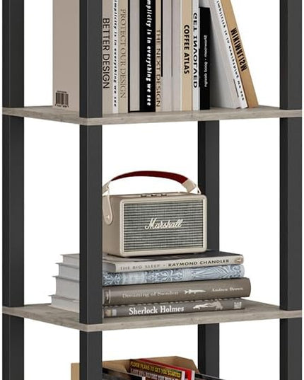 TUTOTAK 6 Tier Bookcase and Bookshelf, Narrow Book shelf with Door for Small Space, for Living Room, Office, Study, Entryway, Greige BS03BG006 - LeafyLoom