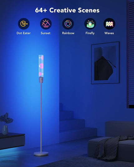 Govee RGBIC Cylinder Floor Lamp, LED Corner Floor Lamp with Wi-Fi App Control, Smart Lamp with 64+ Scenes, DIY Mode, Music Sync, 1500 Lumens Modern Lamp for Bedroom, Living Room - LeafyLoom