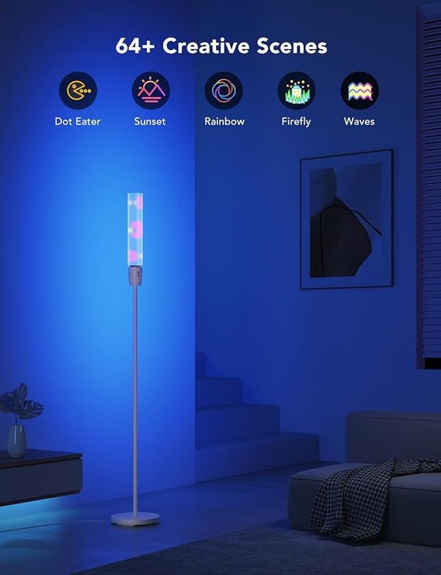 Govee RGBIC Cylinder Floor Lamp, LED Corner Floor Lamp with Wi-Fi App Control, Smart Lamp with 64+ Scenes, DIY Mode, Music Sync, 1500 Lumens Modern Lamp for Bedroom, Living Room - LeafyLoom