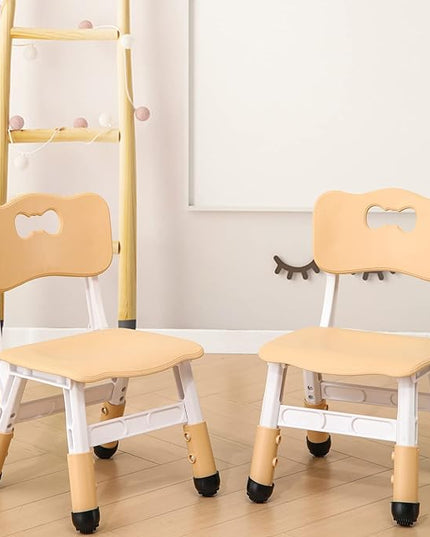 Adjustable Kid Chairs Indoor 3 Level Adjustable Suitable for Children Age 2-6. Maximum load-bearing 220LBS Suitable for Family Classroom and Nursery Child Seat Set (2-Pack-Beige) - LeafyLoom