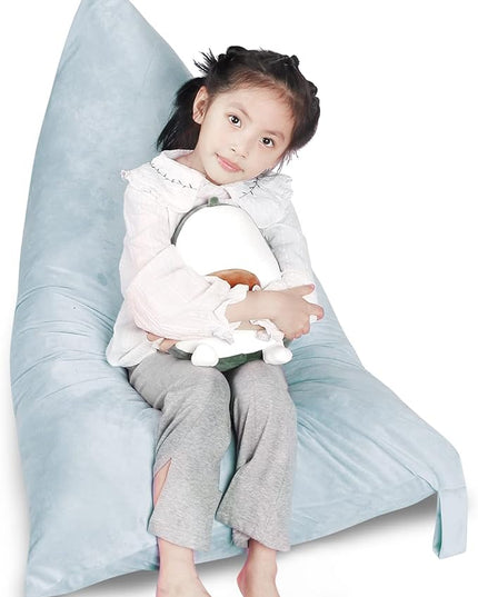 Stuffed Animal Storage Bean Bag Chair Cover, Velvet Grey Plush Toy Storage Stuff and Sit Seat for Kids/Teens/Adults, 52" x 31" Extra Large Triangle Floor Sofa, 200L/52Gal, Cover Only - LeafyLoom