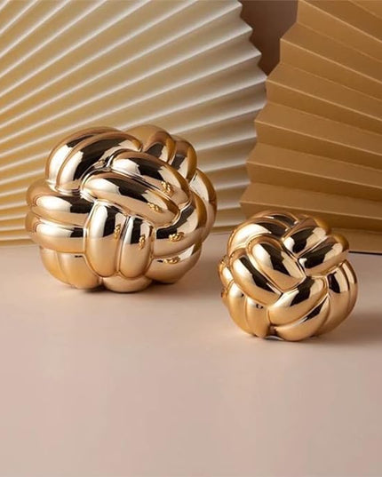1pcs Gold Knot Decor (XL) Coffee Table Books, Book Shelf Decor Accents, Designer Books Decor Set, Decorative Objects, Living Room Console Table Decor - LeafyLoom