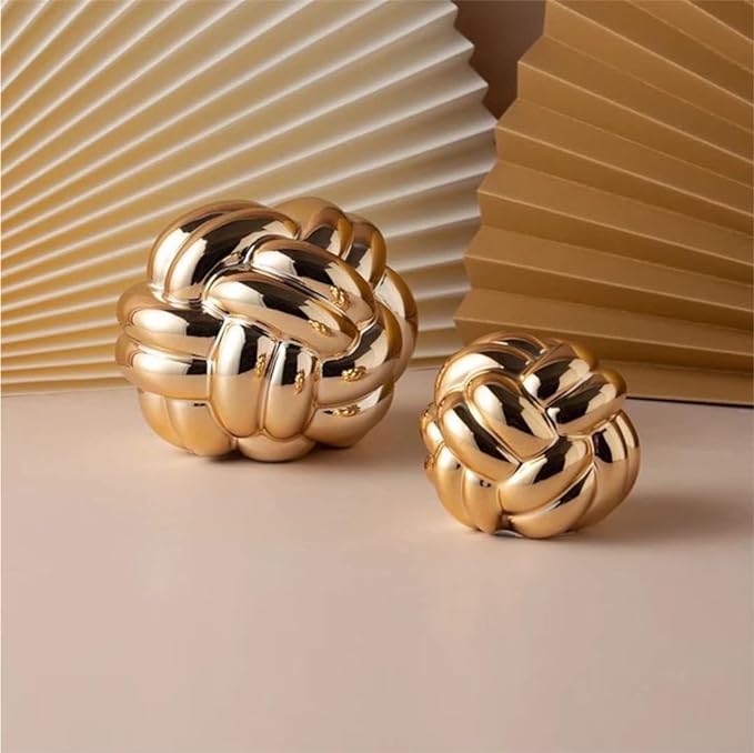 1pcs Gold Knot Decor (XL) Coffee Table Books, Book Shelf Decor Accents, Designer Books Decor Set, Decorative Objects, Living Room Console Table Decor - LeafyLoom