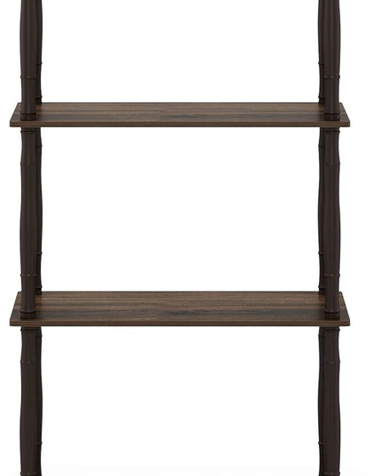Furinno Turn-N-Tube 4-Tier Multipurpose Shelf Display Rack, Classic Tubes, Walnut/Brown - LeafyLoom