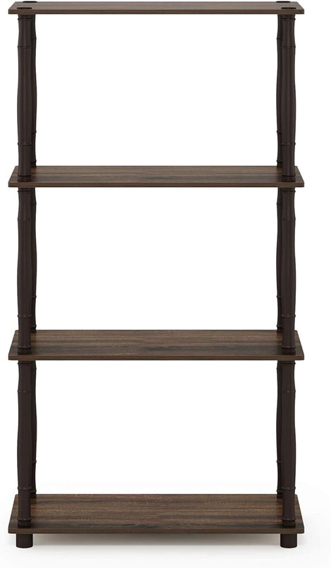 Furinno Turn-N-Tube 4-Tier Multipurpose Shelf Display Rack, Classic Tubes, Walnut/Brown - LeafyLoom