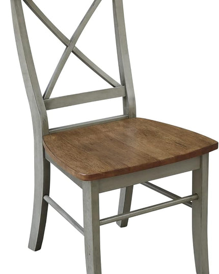 International Concepts X-Back, Set of 2 Chair, Distressed Hickory/Stone - LeafyLoom