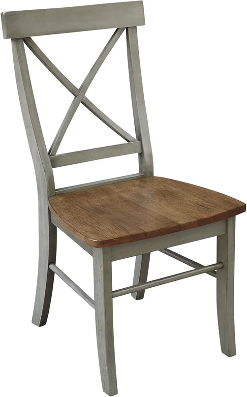 International Concepts X-Back, Set of 2 Chair, Distressed Hickory/Stone - LeafyLoom