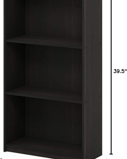 FURINNO Basic 3-Tier Bookcase/Bookshelf/Storage Shelves, Dark Espresso 9.25D x 21.73W x 39.5H in - LeafyLoom