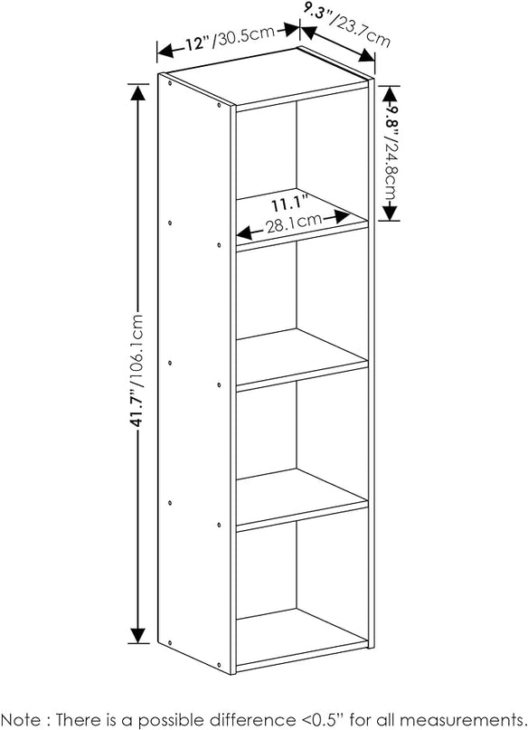 Furinno Luder Bookcase / Book / Storage, 4-Tier Cube, Green/White - LeafyLoom