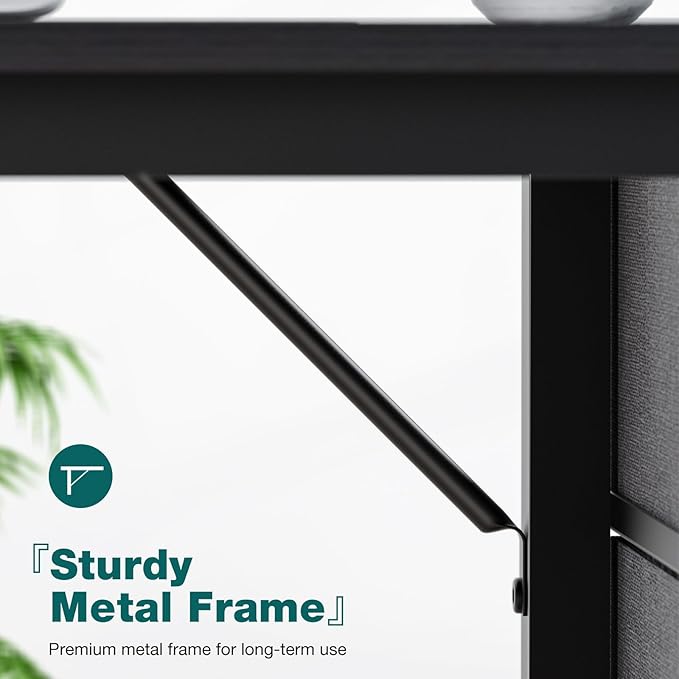 SMUG Computer Desk with Storage Drawers, 47 Inch Small Office Desk Modern Simple Workstation Study Writing Table for Home Bedroom, Black - LeafyLoom