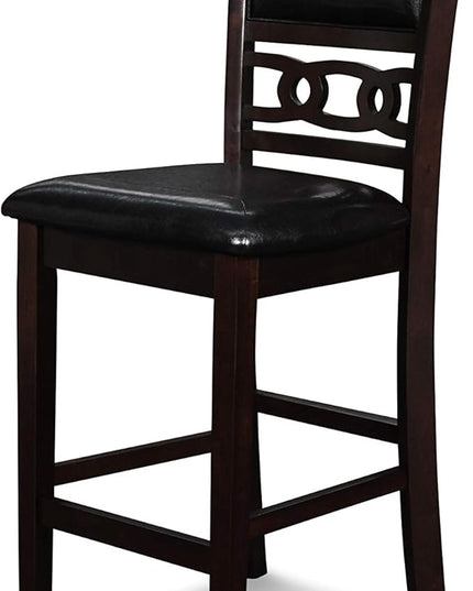 New Classic Furniture Gia Counter Dining Chair (Set of Four), Black PU Upholstered Seat & Back Rest, Ebony - LeafyLoom