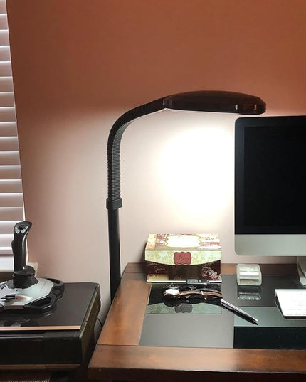 Brightech Litespan - Bright LED Floor Reading Lamp for Over Chair Crafts and Reading, Estheticians' Light for Lash Extensions, Adjustable Standing Lamp for Living Room, Bedroom, Office - Jet Black - LeafyLoom