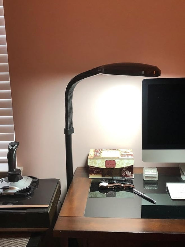 Brightech Litespan - Bright LED Floor Reading Lamp for Over Chair Crafts and Reading, Estheticians' Light for Lash Extensions, Adjustable Standing Lamp for Living Room, Bedroom, Office - Jet Black - LeafyLoom